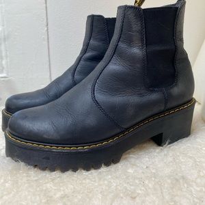 Dr Martens Rometty Black Leather Chunky Heeled Chelsea Boots